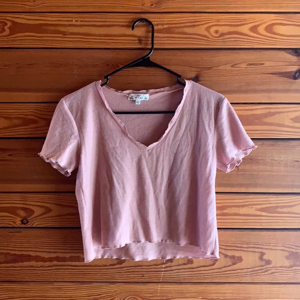 Pastel pink v-neck crop top